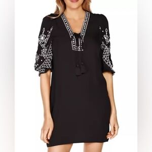 Belldini Black and White Embroidered Dress